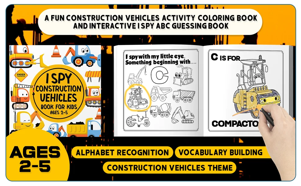 I Spy Construction Vehicles Book for Kids