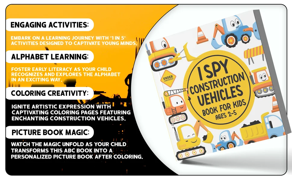 I Spy Construction Vehicles Book for Kids