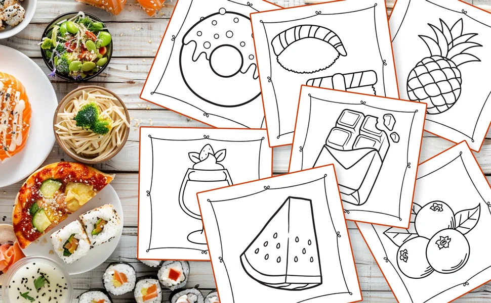 Bold and Easy Food and Snacks Coloring Book